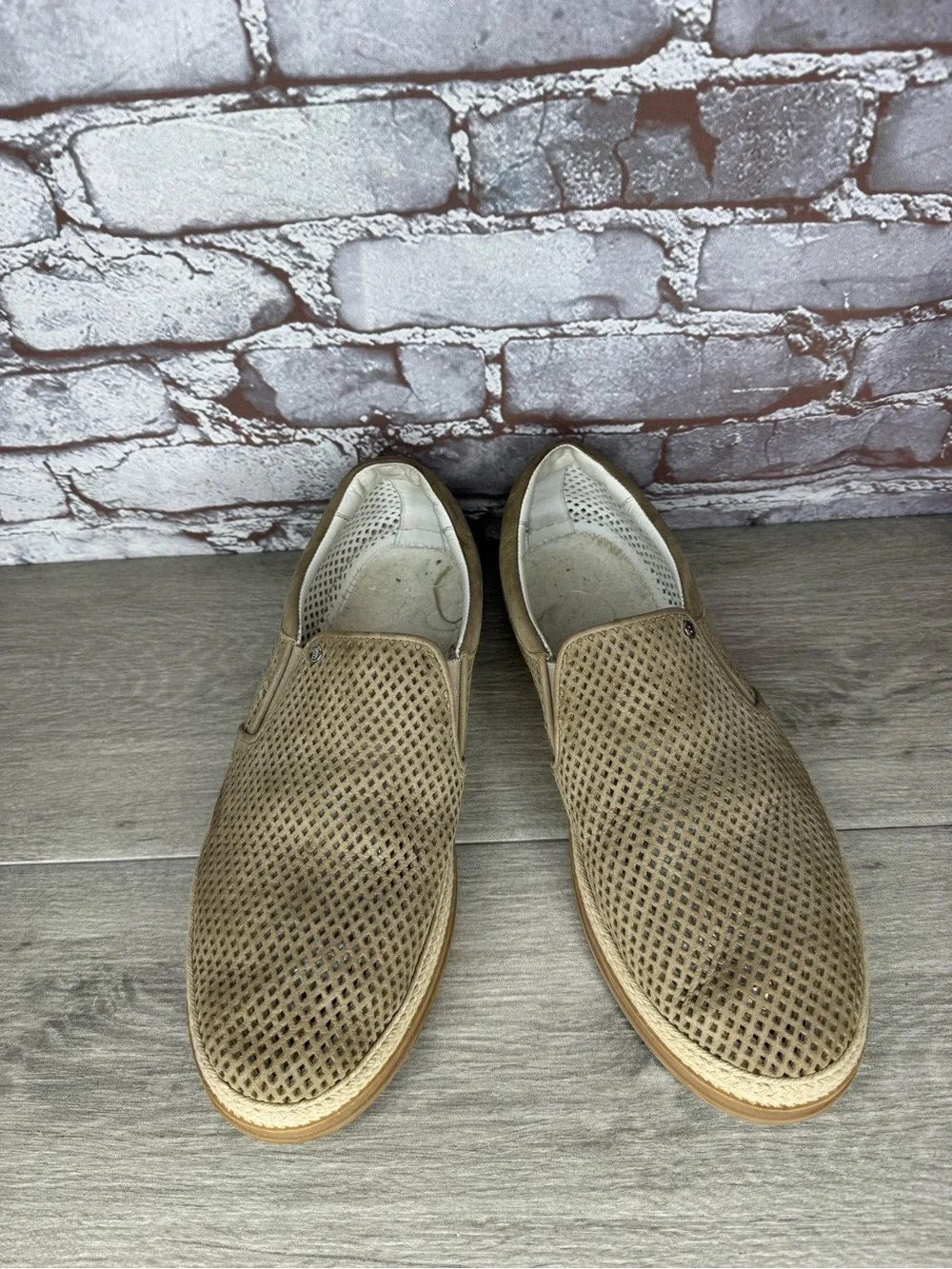 Baldinini Beige Suede Leather Perforated Sneakers Shoes Men’s Sz 45EU/12M US